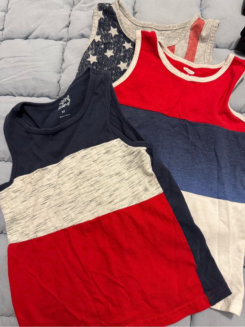 jumping beans Red, Navy & Heather Gray Boys' Tank Tops - Set of 3